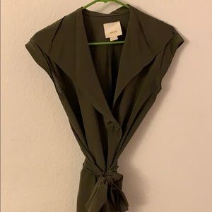 Olive Silk Blouse Dress from Anthropologie